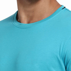 T-shirt pour hommes couleur bleu ciel col rond manches courtes grande taille 100% coton t-shirt uni pour adulte vente en gros - Product Image 5