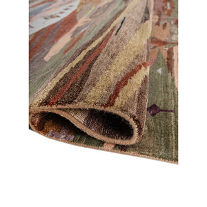 พรมไหมพรมและไหมไผ่ถักมือลายแมนชาฮ่าสีแดงและสีส้ม-สำหรับใช้ในบ้าน Les-2831 - Product Image 2