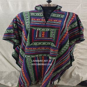 Vestes d'hiver en coton ponchos nouveaux ponchos en coton d'Inde poncho en coton épais bohème pour l'hiver poncho d'hiver hippie - Product Image 1