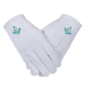 Guantes de algodón de alta calidad 100% guante de algodón blanco pesado guante de bordado masónico bordado personalizado algodón masones masónicos - Product Image 3