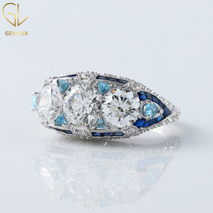 Nouvelle bague de fiançailles en diamant de laboratoire à trois pierres d'inspiration vintage de conception personnalisée, bague en milgrain antique pour femme - Product Image 6