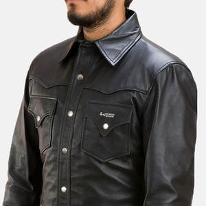 Vestes en cuir pour hommes à col rabattu personnalisé/Vestes en cuir à la mode pour hommes - Product Image 6