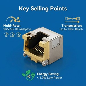 Module émetteur-récepteur SFP en cuivre 1G 2.5G <span class=keywords><strong>10G</strong></span> RJ45 30m 80m 100m compatible GLC-T pour commutateur réseau Ethernet Cat5/6/7 FTTX - Product Image 2
