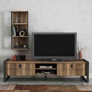 Unidad de TV de nogal de lujo exclusiva del superventas de Turkiye, Panel de madera de estilo de diseño moderno para casa de campo, sala de estar, muebles para el hogar - Product Image 1