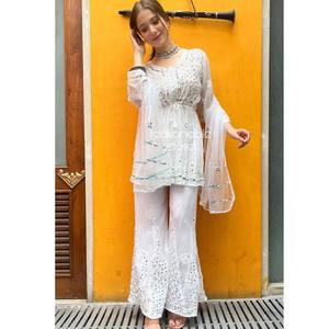 Nuevo traje FABZONE de diseñador para mujeres adultas Heavy Georgette Real Mirror Palazzo para ropa de fiesta-ropa india y pakistaní - Product Image 2