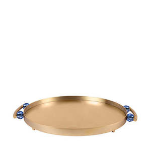Plateau de service ovale durable pour la fête de Noël, utilisation dans les hôtels, mariage, plateau de service alimentaire en métal doré - Product Image 1