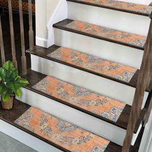 Tapis imprimé Orange Step : moderne, bohème, kilim, personnalisé, design 3D, tapis Step - Product Image 1