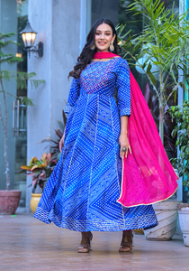 Kurta Anarkali de Algodón de Verano, Diseño Clásico, Corte en A, Largo hasta la Rodilla, con Pantalón y Dupatta, para Niñas y Mujeres - Product Image 4