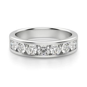 Round Cut Lab Grown Diamond Channel Set Sterling <b>Silver</b> Cute Wedding Band for Women - Product Image 4