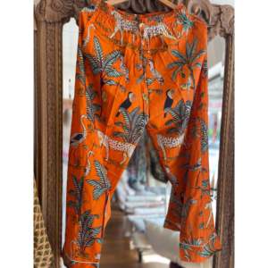 Conjunto de Pijama con Estampado Floral de Jungla, Talla Única, Transpirable, Cintura Elástica con Botones y Cordón Ajustable, para Familias y Damas de Honor, Color Naranja - Product Image 4