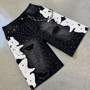 Salopette en jean mi-taille pour homme, 100% coton, respirante, séchage rapide, écologique, streetwear d'été, style punk moto/biker, cristal - Product Image 2