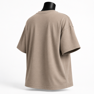 Camiseta Oversize Personalizada para Mujer, Color Taupe, Manga Corta, Informal, de Algodón, Lisa, al por Mayor - Product Image 5