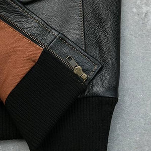 Veste en cuir pour homme à manches longues avec logo personnalisé à prix raisonnable, veste en cuir de baseball pour homme, vêtements décontractés pour homme, nouveauté - Product Image 6