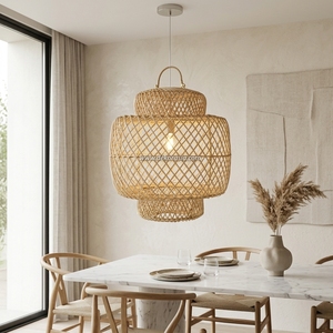 Lámpara Colgante de Ratán Ecológica, Moderna y Elegante, con Color Personalizado y Función Regulable para un Diseño Interior Acogedor, Tamaño Mediano - Product Image 5