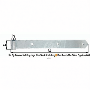 Bisagra de Acero Galvanizado en Caliente de 60 mm de Ancho, 1000 x 60 mm de Largo, 8 mm de Grosor, 20 mm Redondeada para Organizadores de Gabinetes GAH - Product Image 3