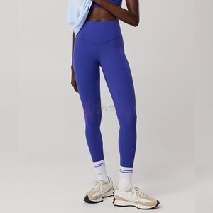 Mallas de Yoga de cintura alta para mujer con logotipo personalizado pantalones de fitness para correr de nueve puntos elásticos holgados con bolsillos fabricante - Product Image 6