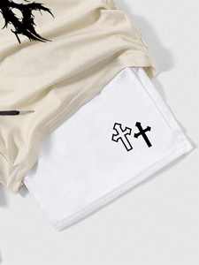 Pantalones Cortos Deportivos Personalizados con Logotipo Sublimado, Ligeros, 100% Poliéster, Estilo Urbano, para Hombre, con Estampado Gráfico Cruzado, Cintura Elástica, 2 en 1, para Gimnasio - Product Image 2