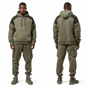 Ensemble de survêtement décontracté haut de gamme en coton épais, coupe oversize, avec sweat à capuche et pantalon de jogging, Fourniture d'usine, Vêtements OEM ODM - Product Image 2
