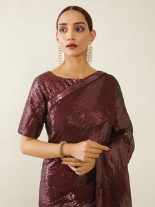 High On Demand Georgette Saree Bordado Secuencia Señoras Wedding Party Wear Blusa sin costuras Disponible a precios al por mayor - Product Image 3