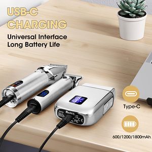 Juego de Cortapelos Eléctricos Recargables Profesionales para Hombre, Kit de Barbería de 3 Piezas, Afeitadora Manual Francesa, Recortadora de Barba - Product Image 6