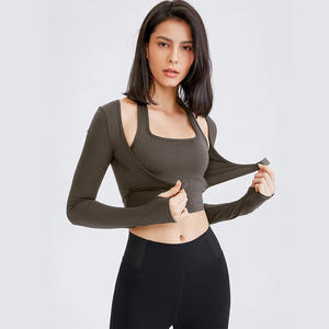เสื้อโยคะผู้หญิงแขนยาวแบบรัดรูป ทรงปกติ กันลม พิมพ์ลาย ซักแล้วแห้งเร็ว สำหรับออกกำลังกายและฝึกซ้อมในยิม (สั่งซื้อจำนวนมาก) - Product Image 2