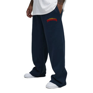 Pantalon de survêtement décontracté en coton léger pour homme, avec logo brodé personnalisé, style vintage délavé effet soleil, coupe évasée, service OEM - Product Image 1