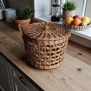Panier en rotin tissé à motif croisé, paniers de rangement faits à la main, rotin naturel, moderne, multifonctionnel, fabriqué au Vietnam - Product Image 5