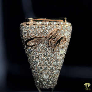 Custom Iced Out X Ring Lab Grown Hip Hop Joyería con Baguette y cortes redondos Anillo de declaración chapado en oro de lujo para hombres - Product Image 4