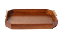 Plateau de service en bois d'acacia personnalisable Grand design rond avec poignée Style moderne pour la maison, la fête de mariage ou le restaurant