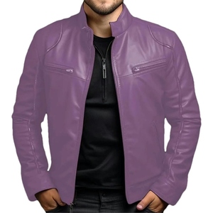 Veste en cuir d'agneau pour homme, veste de motard en cuir véritable souple, vêtement d'extérieur élégant et tendance, manteau décontracté d'hiver pour homme - Product Image 1