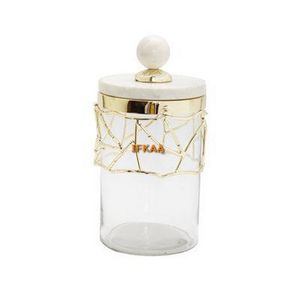 Meilleure vente de boîtes décoratives en métal et en verre plaqué or avec couvercle en marbre pour la décoration de la cuisine - Product Image 4