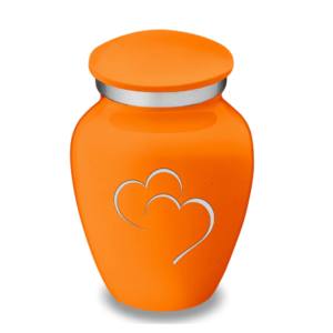 Souvenir Embrasser Orange Couleur Double Coeur Urnes Crémation Top Vente En Métal Petit Souvenir Fait Inde - Product Image 1