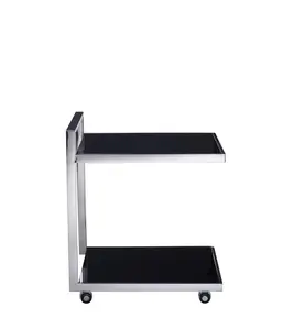 Chariot de service industriel de luxe en céramique écologique, motif végétal noir et or, fait main, élégant, pour traiteur et bar - Zahid Exports - Product Image 3