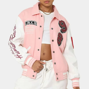 Promotion2025 Nouveautés Veste en cuir pour femme Manteaux pour femme Vestes universitaires d'hiver Vestes pour femme Couleur rose Confortable - Product Image 1