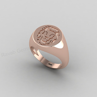 Bague signet cocktail audacieuse style ottoman en argent massif 925 plaqué or 18 carats avec gravure profonde tête de lion, best-seller