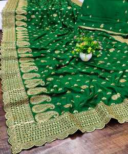 Ropa de fiesta de diseñador de estilo Bollywood, ropa de trabajo con perlas, Sari para mujer, nueva con blusa, llegada india, tela bordada de red para mujer, ropa 500 - Product Image 5