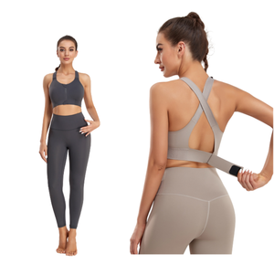 ชุดออกกำลังกาย2ชิ้นเครื่องแต่งกายโยคะกางเกงขาสั้นเอวสูงกางเกงเลกกิ้งสปอร์ตบราออกกำลังกายฟิตเนสชุดวอร์ม - Product Image 1