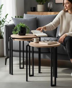 <b>Nesting</b> Coffee <b>Table</b> Round Coffee <b>Table</b> Coffee <b>Table</b> Set 2 Piece Coffee <b>Table</b> Modern Coffee <b>Table</b> Metal Coffee <b>Table</b> Wooden Coff - Product Image 4