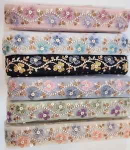 Telas de encaje nupcial bordado fantasía ilusión-color lentejuelas tela de encaje para vestido - Product Image 4