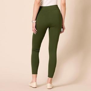 Por encargo 95% algodón 5% Spandex Color Oliva oscuro cintura alta señoras Leggings mejor precio de fábrica Bangladesh - Product Image 3