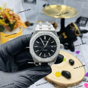 Reloj Automático VVS con Incrustaciones de Diamantes de Imitación, Bisel de Acero Inoxidable con Aspecto de Diamante Moissanite, Estilo Lujoso HipHop, Reloj de Pulsera Brillante, Regalo Unisex - Product Image 1