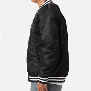 Men's Casual Winter Jacket Stand 100% Wool <b>Upper</b> Cowhide Leather Sleeves Breathable Hooded Letterman Style for Outdoor - Product Image 5