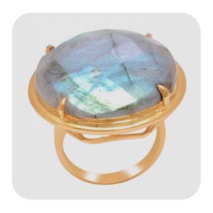 Uso diario piedra natal curación Natural hecho a mano labradorita piedra preciosa 925 anillo chapado en oro de plata esterlina para mujeres a bajo precio - Product Image 1