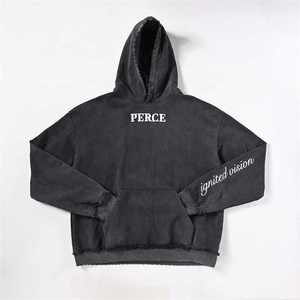 Vintage 500 Gsm Hoodie pria kualitas tinggi ukuran besar tertekan <span class=keywords><strong>Patch</strong></span> bordir Zip up musim dingin Hoodie - Product Image 1