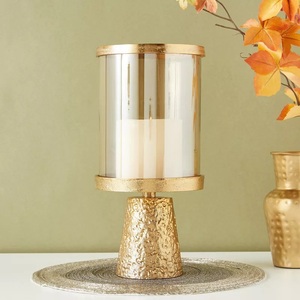 Bougeoir votif en métal supporté par fosse en verre de 34x17x17 cm pour la décoration de la maison pour l'éclairage festif de la lanterne de Noël - Product Image 1