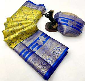 Kanjivaram Semi Silk Malhar Saree <b>Indian</b> & <b>Pakistani</b> <b>Clothing</b> Wholesale Suppliers - Product Image 5