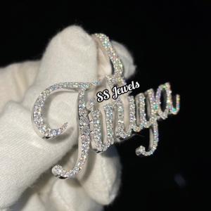 HipHop personalizado logotipo inicial colgante 925 plata esterlina VVS Moissanite diamante hombres Iced nombre collar - Product Image 5