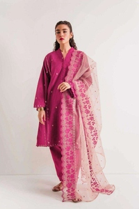 Embroidered Traditional Pakistani Lawn Suit Women 3 Piece Set Flared <b>Trouser</b> Shirt Organza Dupatta Soft Casual Party Wear - Product Image 3