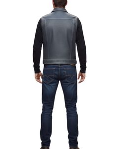 Men Dark Grey Leather <b>Vest</b> Button Up Closure <b>Black</b> Lining and Multiple Pockets - Product Image 4