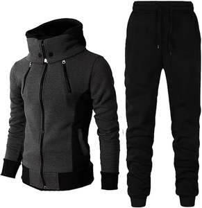 Ensemble de survêtement d'entraînement deux pièces pour homme personnalisé 2024, confortable, col châle, polaire imprimé, respirant, hiver - Product Image 2